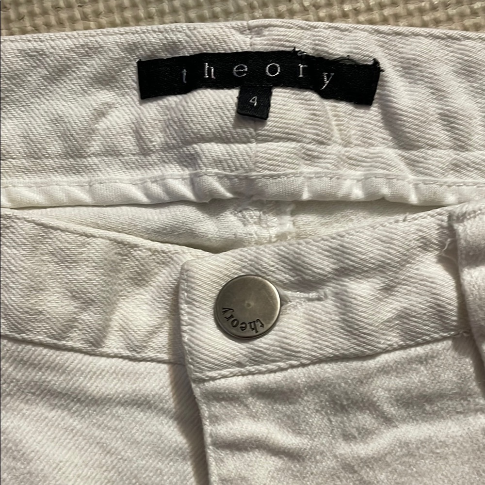 Theory Women's White Jeans with slight flare, cropped - Picture 3 of 4